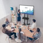 PakJAStore Mobile TV Stand with Wheels Height Adjustable for 32-65 Inch LCD LED Flat Curved Screen TVs Black Rolling TV Cart Floor Stand Portable with Shelf - Image 3