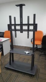 TV stand with wheels, 60-100 inches, no tilt-tilt / with DVD shelf and video conference camera / black, Max VESA 200x200-1000x600mm., Weight Capacity 150kg - Image 5