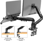 NB F160-FP-2 Dual Monitor & Laptop Stand | Adjustable Desk Mount for 17-27” Screens - Image 3
