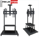 TV stand with wheels, 60-100 inches, no tilt-tilt / with DVD shelf and video conference camera / black, Max VESA 200x200-1000x600mm., Weight Capacity 150kg