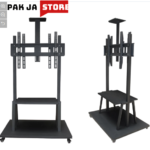 TV stand with wheels, 60-100 inches, no tilt-tilt / with DVD shelf and video conference camera / black, Max VESA 200x200-1000x600mm., Weight Capacity 150kg