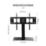 Home Design Table Top TV Stand for 37-70 inch LCD LED TVs Height Adjustable TV Base Stand with Tempered Glass Base & Wire Management - Image 3