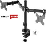 LB-T022 Double Screen Stand, Fully Adjustable Computer Monitor Desk Clip Arms, Fits Most Monitors Up To 32 KG Max 100 X 100 VESA, Rotation & Tilt, Black