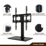 Home Design Table Top TV Stand for 37-70 inch LCD LED TVs Height Adjustable TV Base Stand with Tempered Glass Base & Wire Management - Image 2