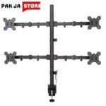 4 Monitor Stand | Quad Monitor Desk Mount | Fits Four Computer Screens "14"19 "21 "24 "27 "29 "30 Inches | Heavy Duty Height Adjustable Arms | VESA 75 100 Compatible | trading stand | C-Clamp and Grommet Bases Table Mount