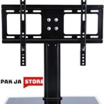 Home Design Table Top TV Stand for 37-70 inch LCD LED TVs Height Adjustable TV Base Stand with Tempered Glass Base & Wire Management