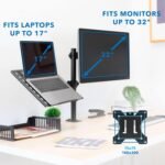 Dual Laptop and Monitor Stand with Clamp/Grommet Base - Adjustable Desk Mount with Ventilated Tray for Efficient Workspace - Image 6