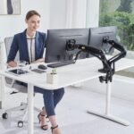 F160 Dual Monitor VESA Desk Mount Arm Stand 2 Computer LCD LED Screens Size 17" to 27" X2 displays - Image 5