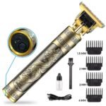 Golden Dragon T9 Vintage Professional Hair Trimmer: Electric Hair Clipper for Men with Stainless Steel Body