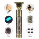 Golden Dragon T9 Vintage Professional Hair Trimmer: Electric Hair Clipper for Men with Stainless Steel Body - Image 3