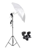 Professional E27 Studio Double Holder Kit with White Umbrella and 7 Feet Adjustable Light Stand for Photography and Video in Pakistan