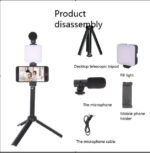 Portable Vlogging Tripod Kit AY-49 with Mic & Light Best for TikTok, Instagram & YouTube Videos - Image 4