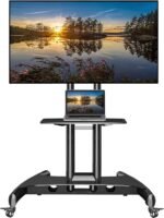 NB AVA1500-60-1P Mobile TV Cart on Wheels for 32–75 Inch LED LCD OLED TVs – Heavy Duty Rolling TV Stand with Camera Tray & AV Shelf (46kg)