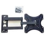 Detailed view of Home Design TV Wall Mount hinges and wall plate with included installation screws