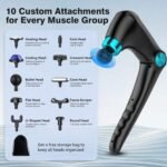 Folding Massage Gun kit with 10 custom attachments including heating head and fork head