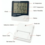 HTC-2 Digital LCD Temperature & Humidity Meter | Indoor Outdoor Thermometer Hygrometer with Sensor | Room Temperature Monitor, Wall & Desk Clock, Alarm Beep, Greenhouse, Egg Incubator, Fish Tank, Home Weather Station - Image 2