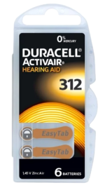 Duracell EasyTab/Activair Type 312 Hearing Aid Batteries Zinc Air Box of 10 - Image 3