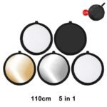 43 Inch 110cm 5 in 1 Collapsible Photography Light Reflector Kit with Carry Bag for Studio and Outdoor Lighting - Image 2