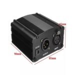48V Phantom Power Supply with Adapter & XLR Audio Cable – Black