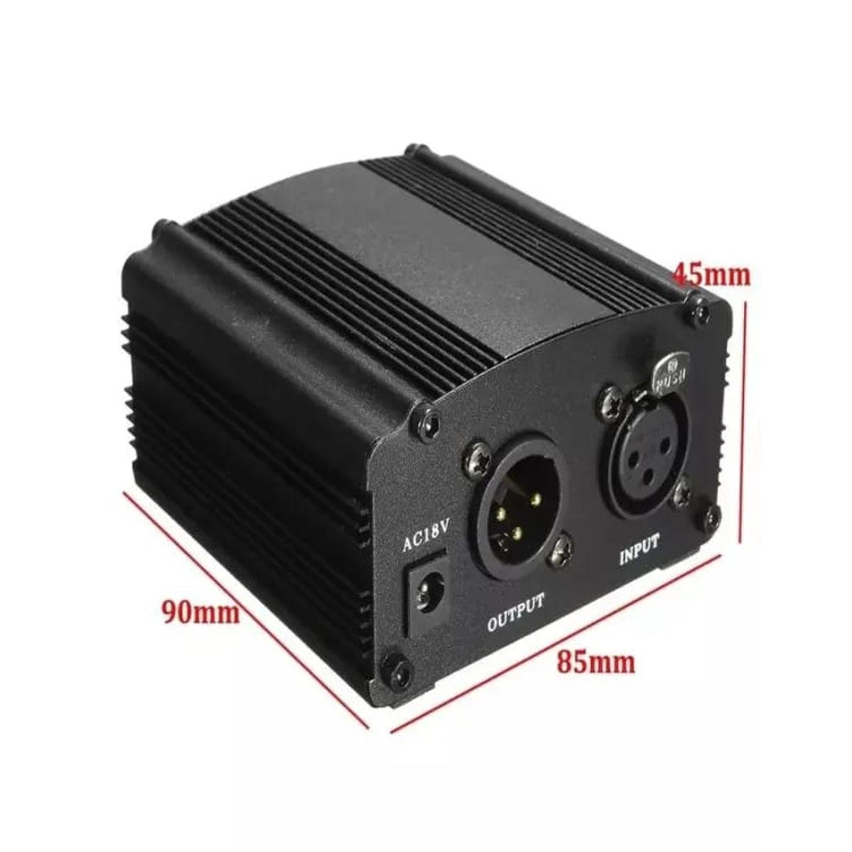 fe30f40f9c0a7e2d32fd5ed7b48123a1.jpg 48V Phantom Power Supply with Adapter & XLR Audio Cable – Black - Image 1