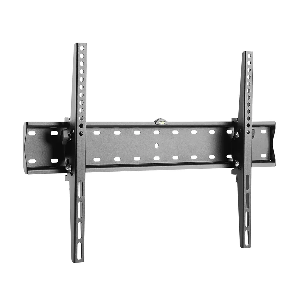 Black metal SH 64T Economy Tilting TV Wall Mount structure shown on white background, highlighting the heavy-duty steel bars and multiple adjustment holes. Available in Pakistan.