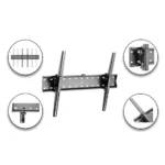 Exploded view of the SH 64T Economy Tilting TV Wall Mount showing installation accessories, connecting parts, and mounting hardware. Best quality online.