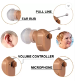 AXON K-188 parts diagram showing microphone, volume controller, and ear bud components.