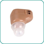 Light brown Axon hearing aid with volume control buttons sold in Pakistan.