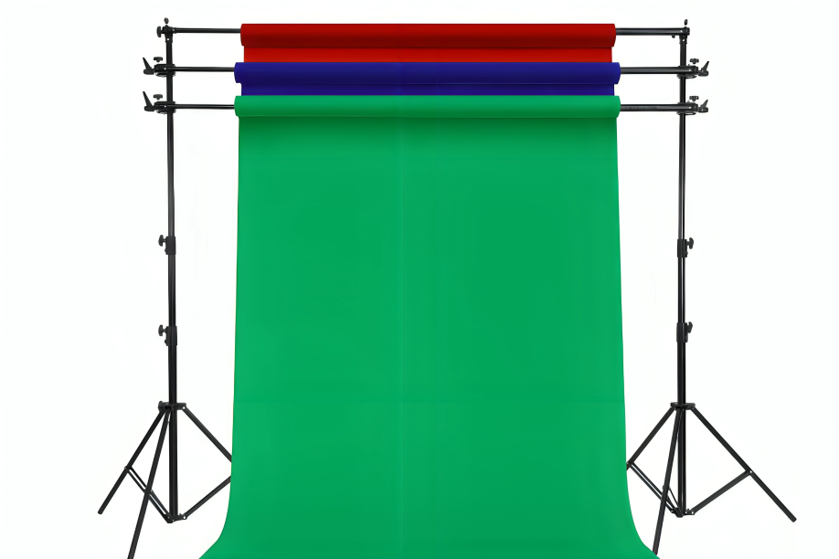 Professional Studio Backdrop Stand with Green, Blue, and Red Paper Rolls Karachi