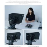 Horizontal and vertical shooting modes using Feelworld TP16 prompter.