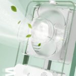 Transparent mini fan powerful quiet blades airflow close up USB rechargeable Pakistan