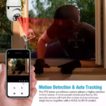 V380 Pro Camera automatically tracking a person near a window with motion detection